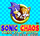 Sonic Chaos title screen for Sega Game Gear